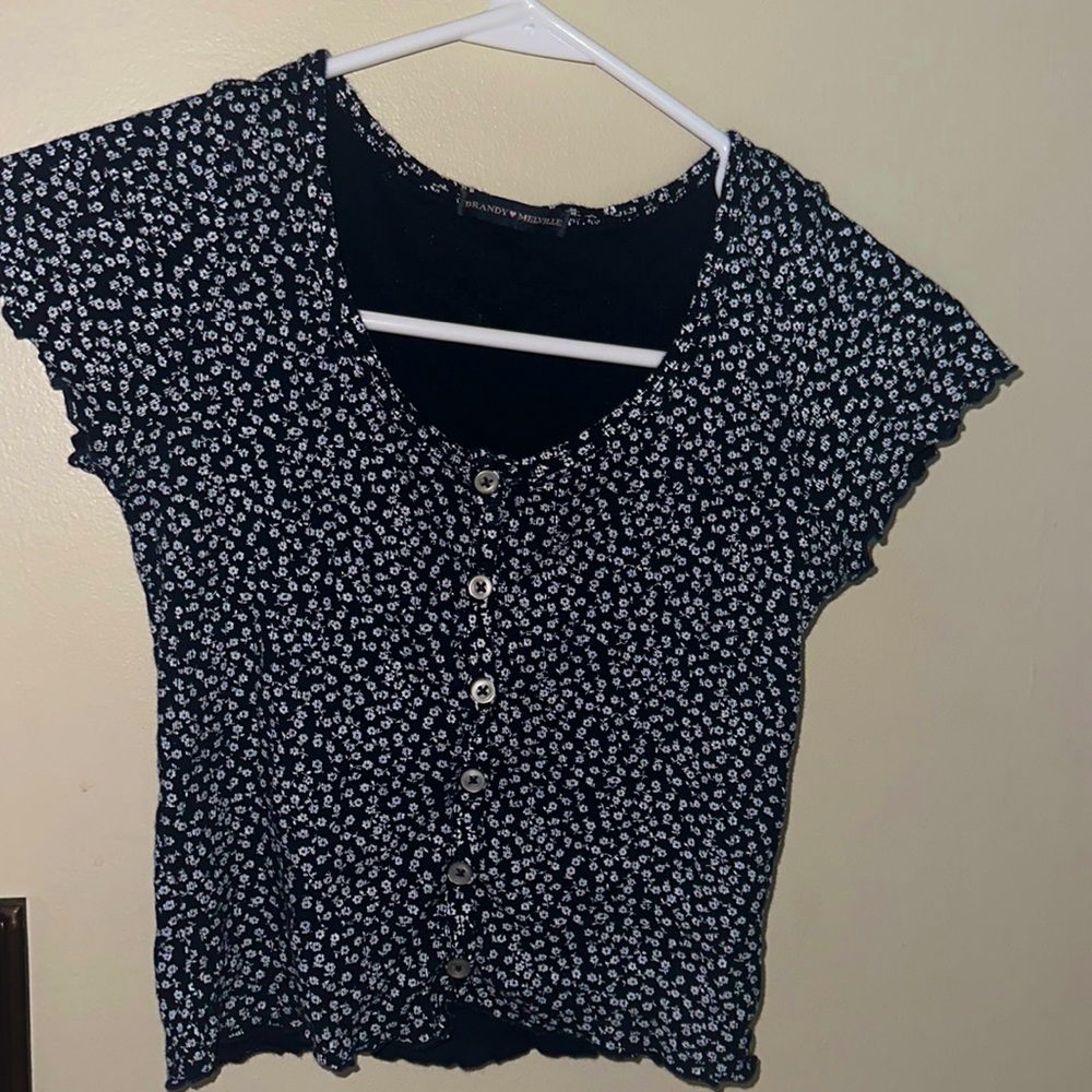 BRANDY MELVILLE navy blue button top